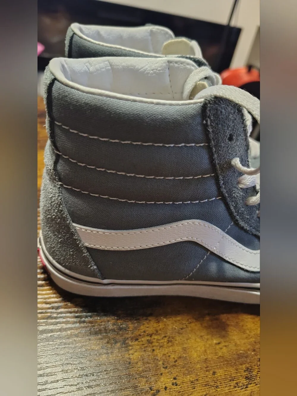 Vans Gray Suede High-Top Sneakers with White Laces